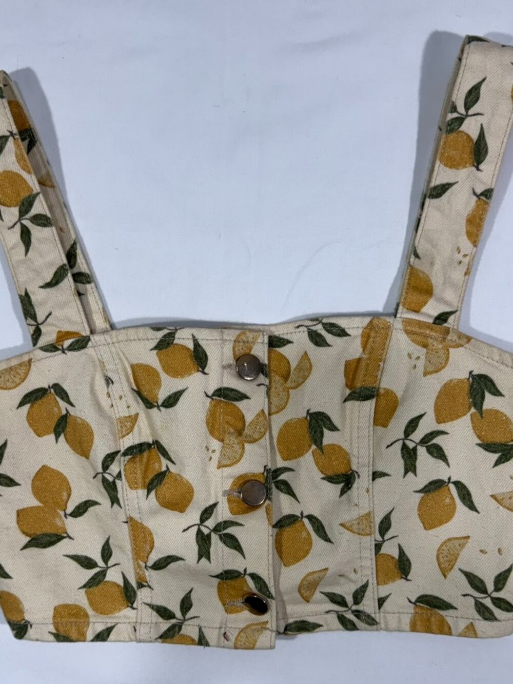 Reformation Jeans Lemon Print Corset Crop Top Size 4 🍋